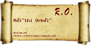 Réthi Orbó névjegykártya